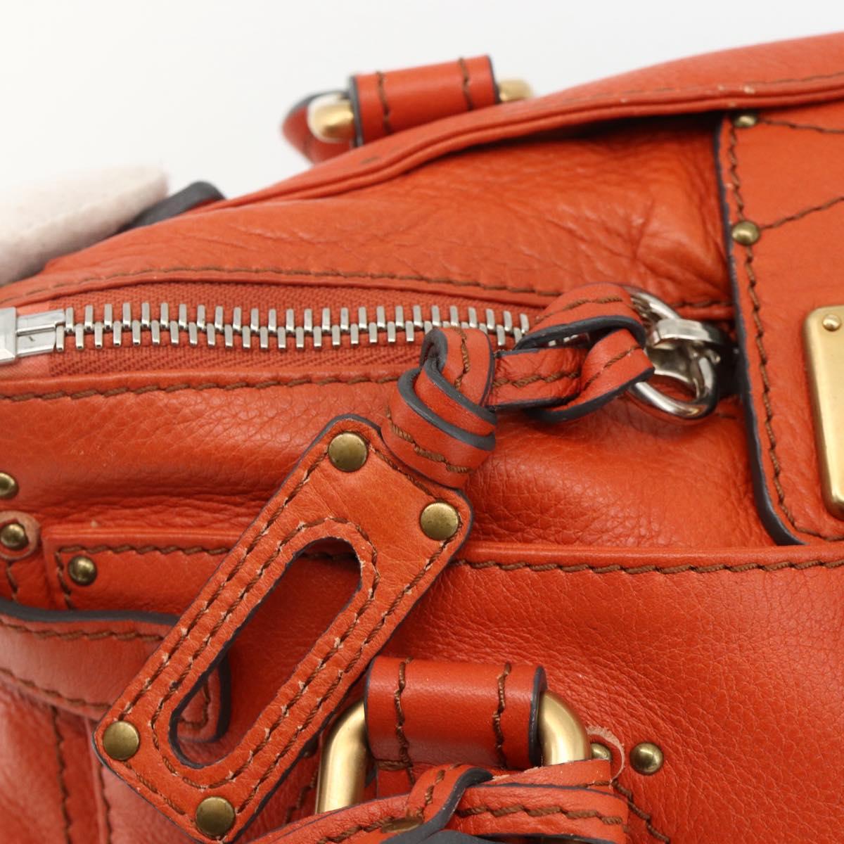 Chloe Paddington Hand Bag Leather Orange Gold Silver Auth YKZ1580SAM