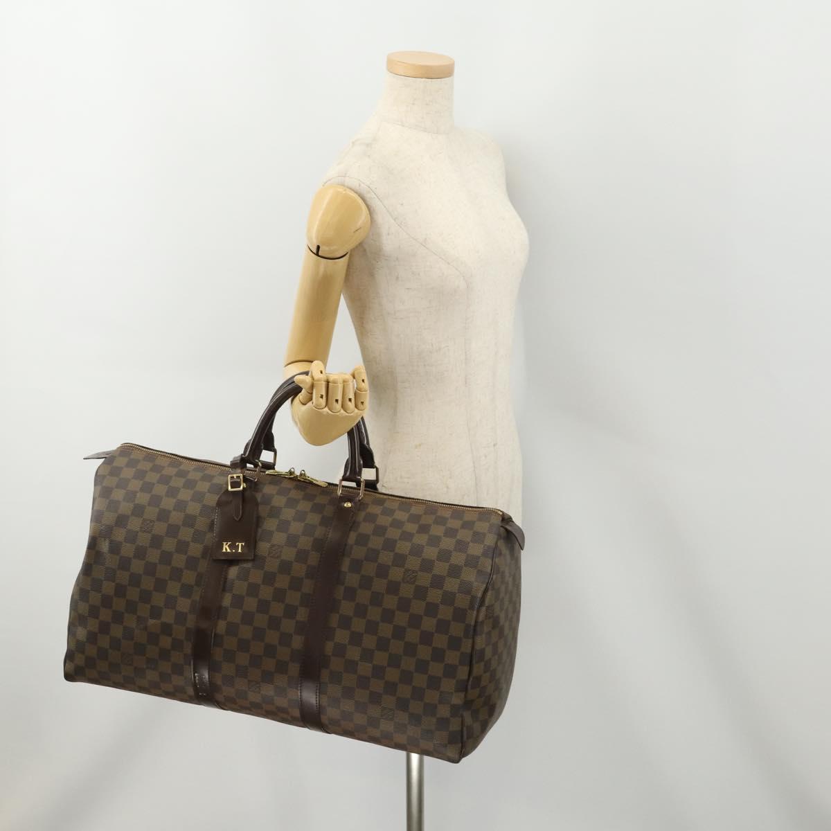 LOUIS VUITTON Damier Ebene Keepall 50 Boston Bag N41427 LV Auth YKZ1606A