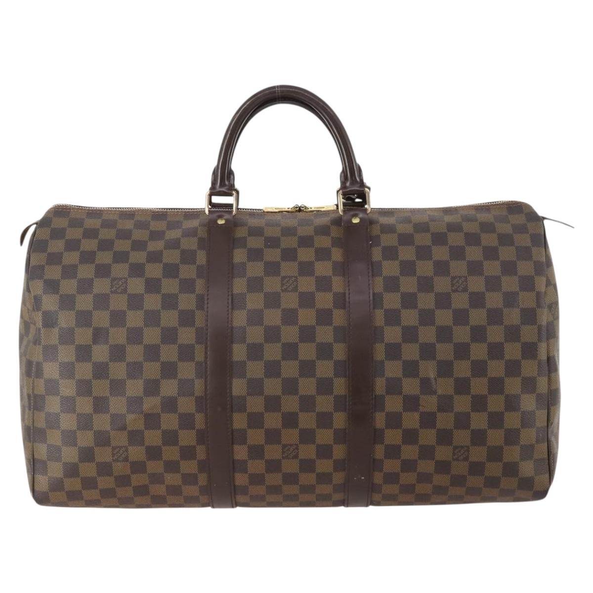 LOUIS VUITTON Damier Ebene Keepall 50 Boston Bag N41427 LV Auth YKZ1606A