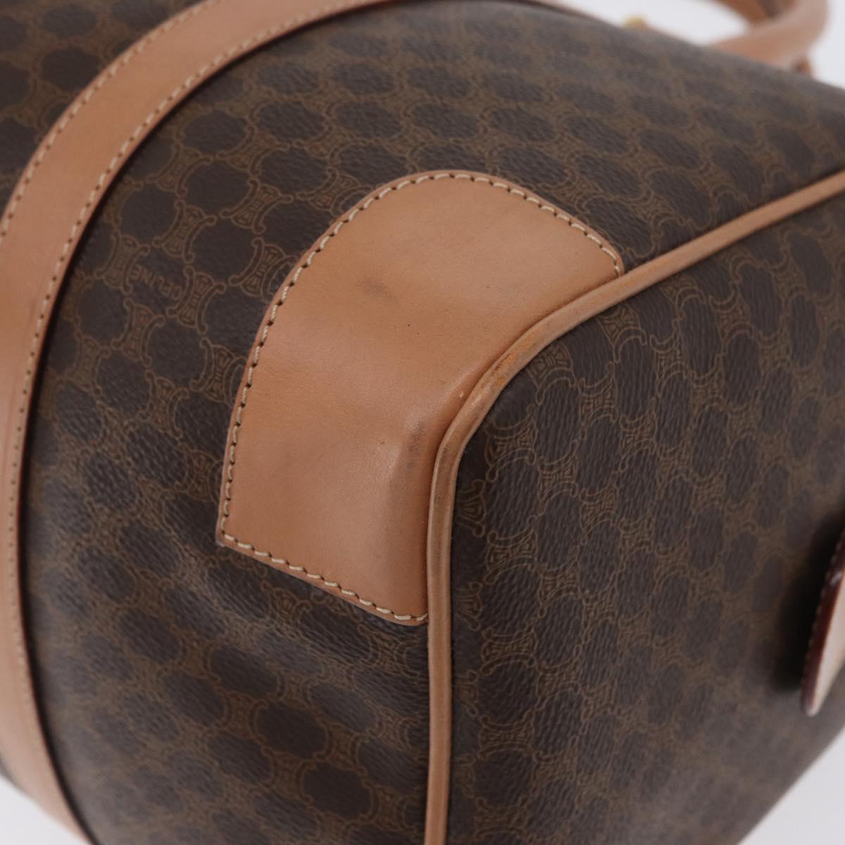 CELINE Macadam Canvas Hand Bag PVC Leather Brown Gold Auth YKZ161A