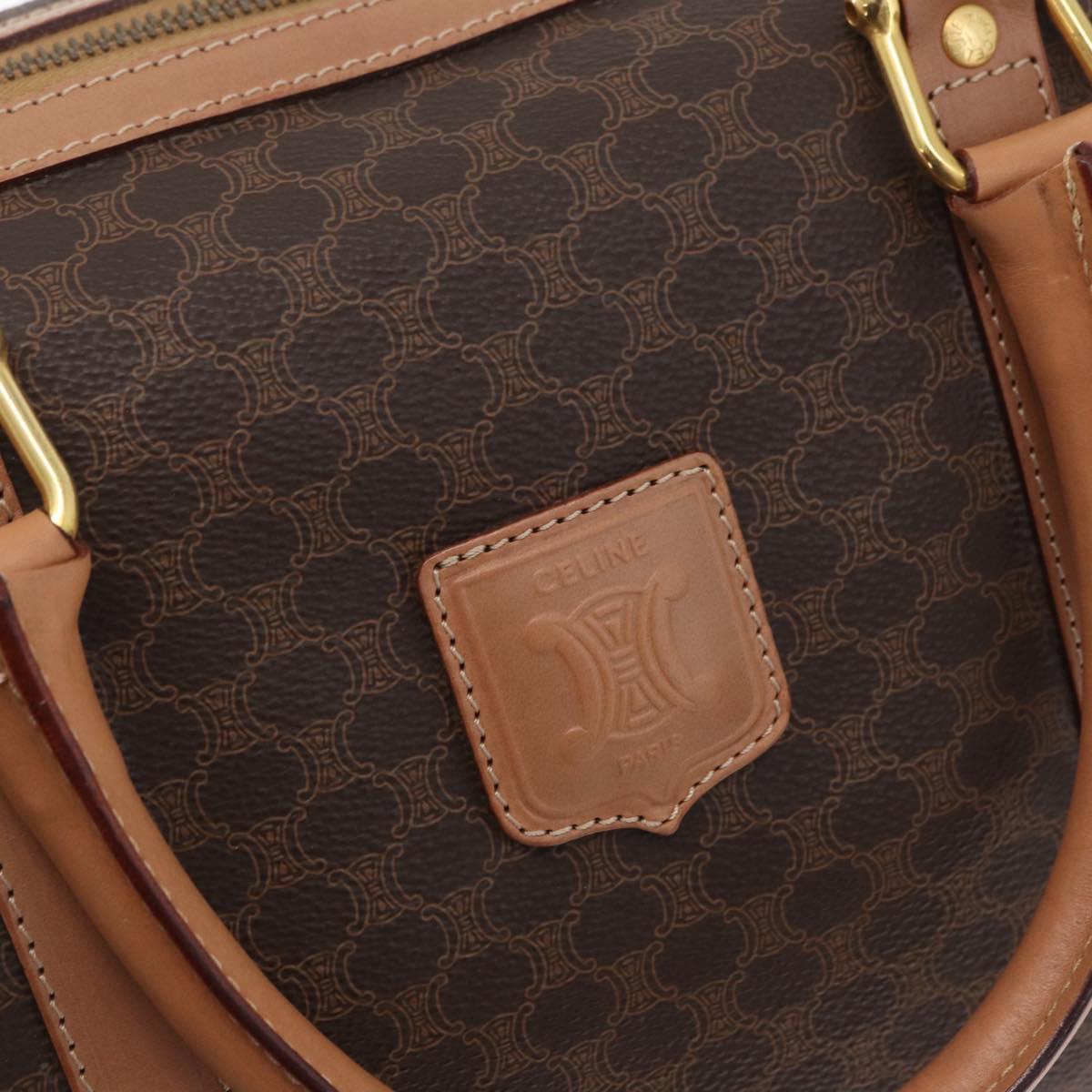 CELINE Macadam Canvas Hand Bag PVC Leather Brown Gold Auth YKZ161A