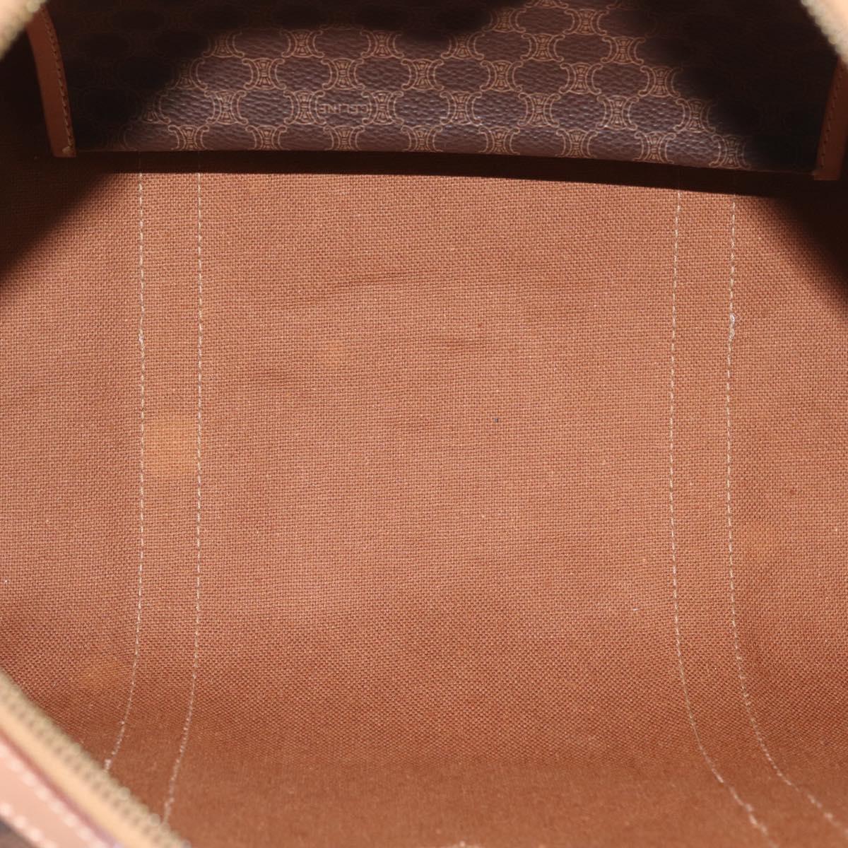 CELINE Macadam Canvas Hand Bag PVC Leather Brown Gold Auth YKZ161A