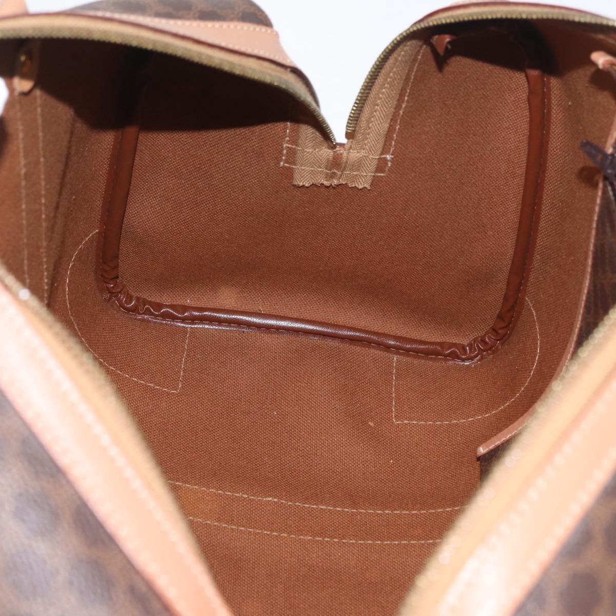 CELINE Macadam Canvas Hand Bag PVC Leather Brown Gold Auth YKZ161A