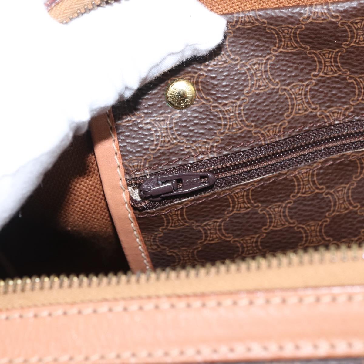 CELINE Macadam Canvas Hand Bag PVC Leather Brown Gold Auth YKZ161A