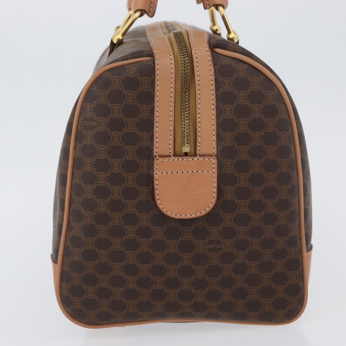 CELINE Macadam Canvas Hand Bag PVC Leather Brown Gold Auth YKZ161A
