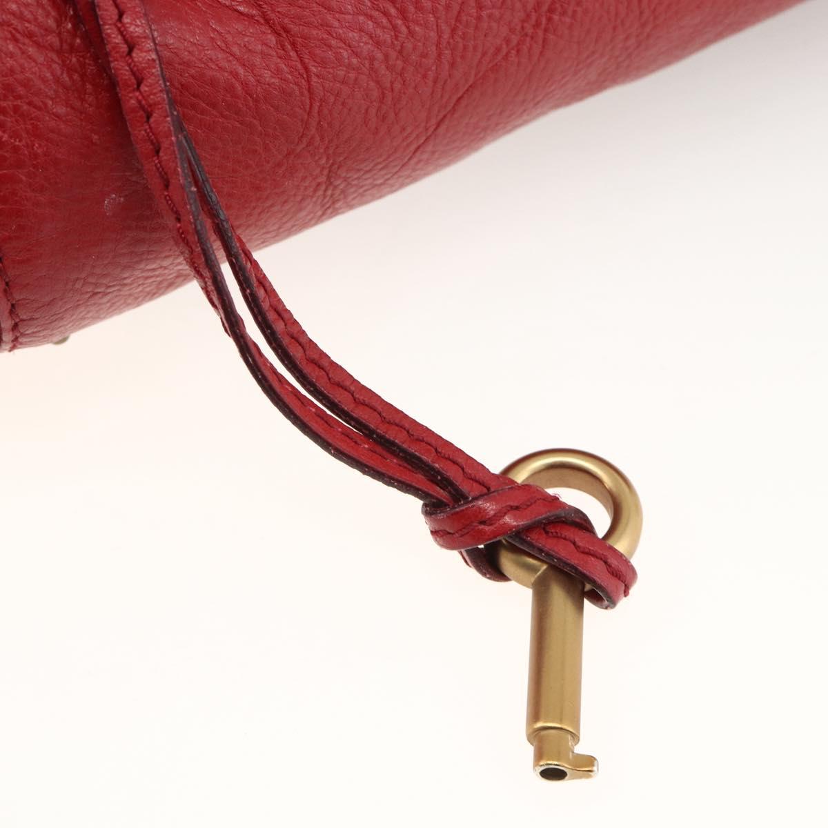 Chloe Paddington Hand Bag Leather Red Gold Silver Auth YKZ1622A