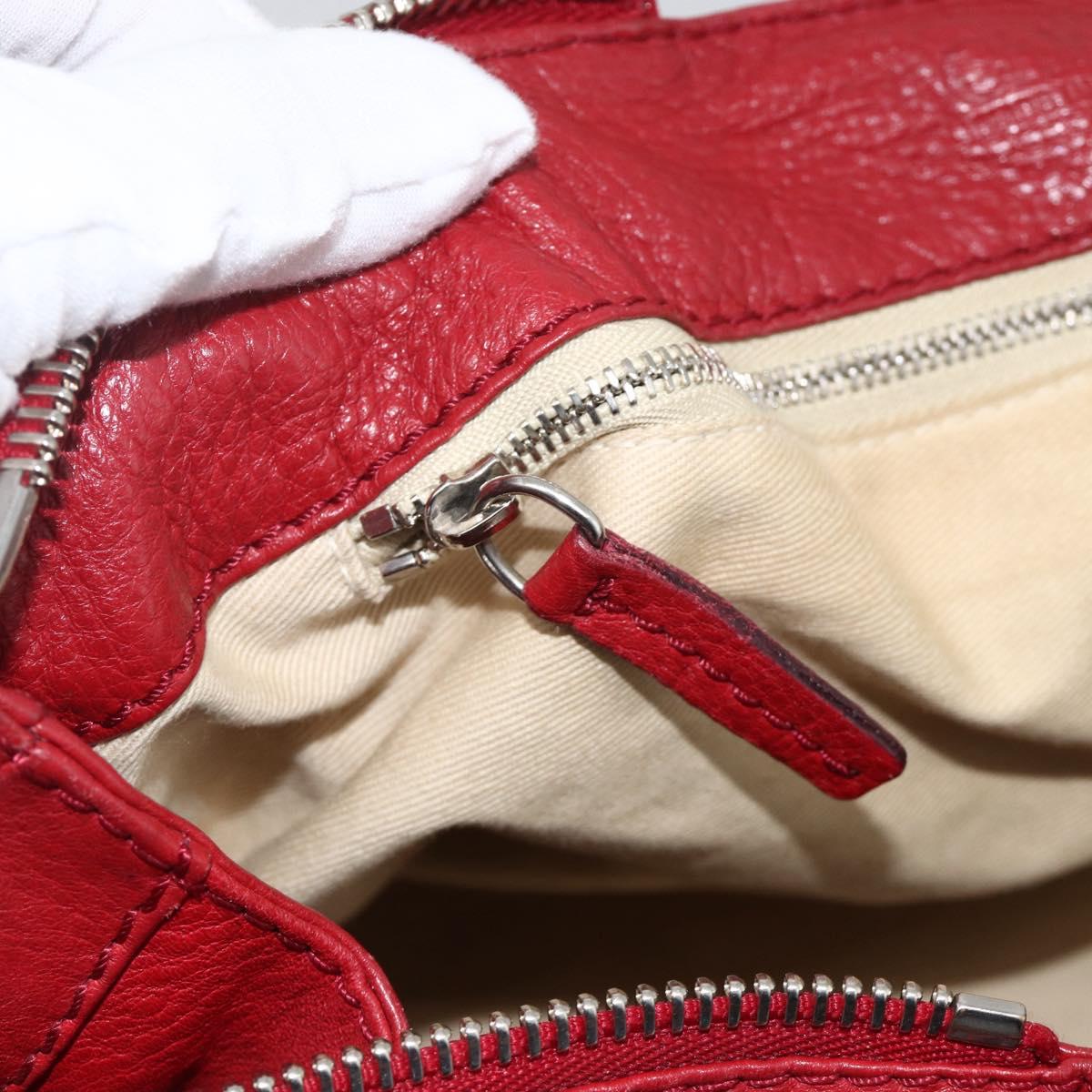 Chloe Paddington Hand Bag Leather Red Gold Silver Auth YKZ1622A