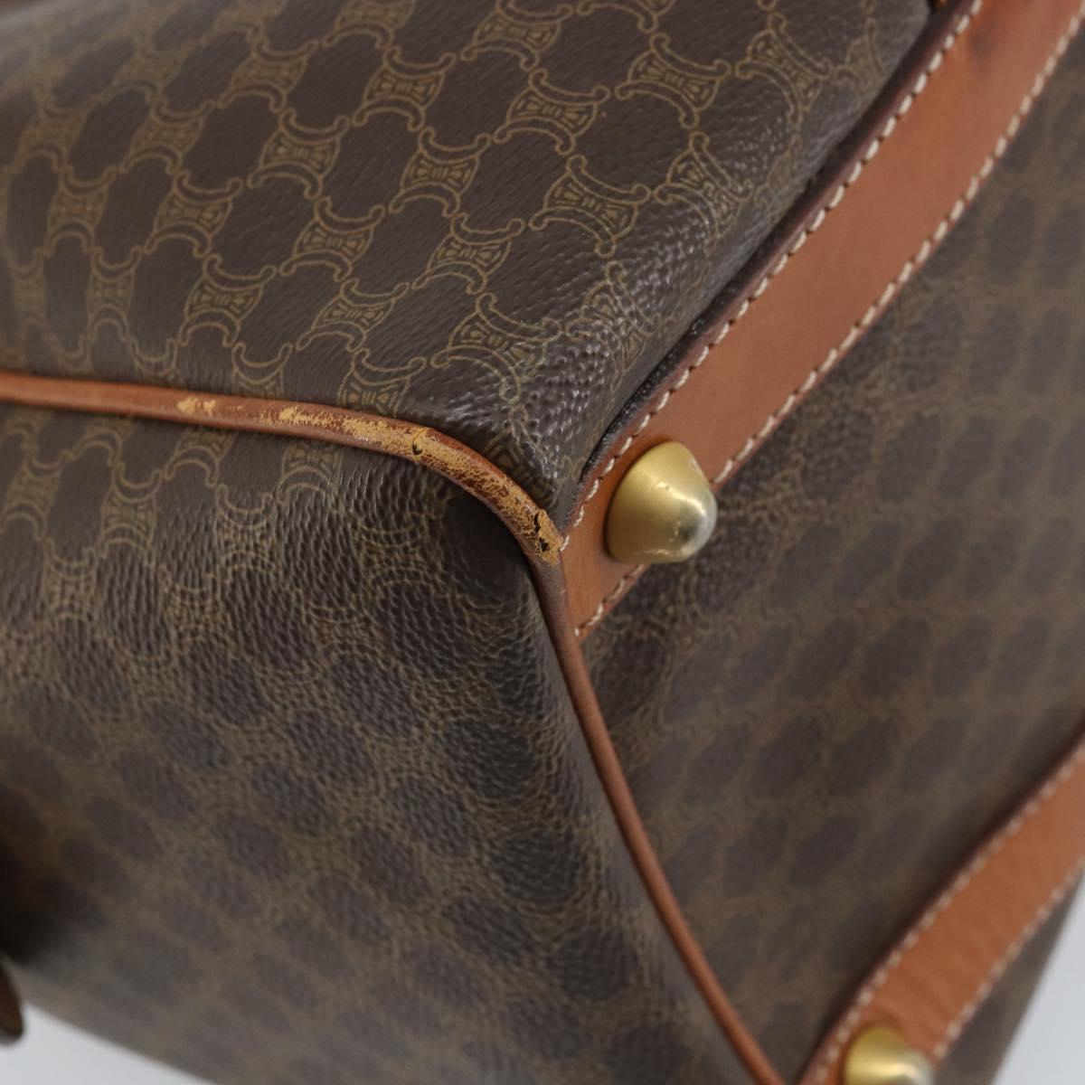 CELINE Macadam Canvas Hand Bag PVC Leather Brown Gold Auth YKZ166A