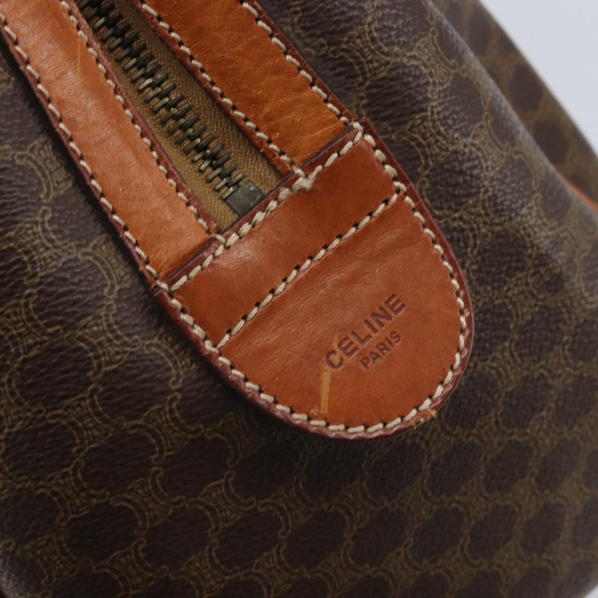 CELINE Macadam Canvas Hand Bag PVC Leather Brown Gold Auth YKZ166A