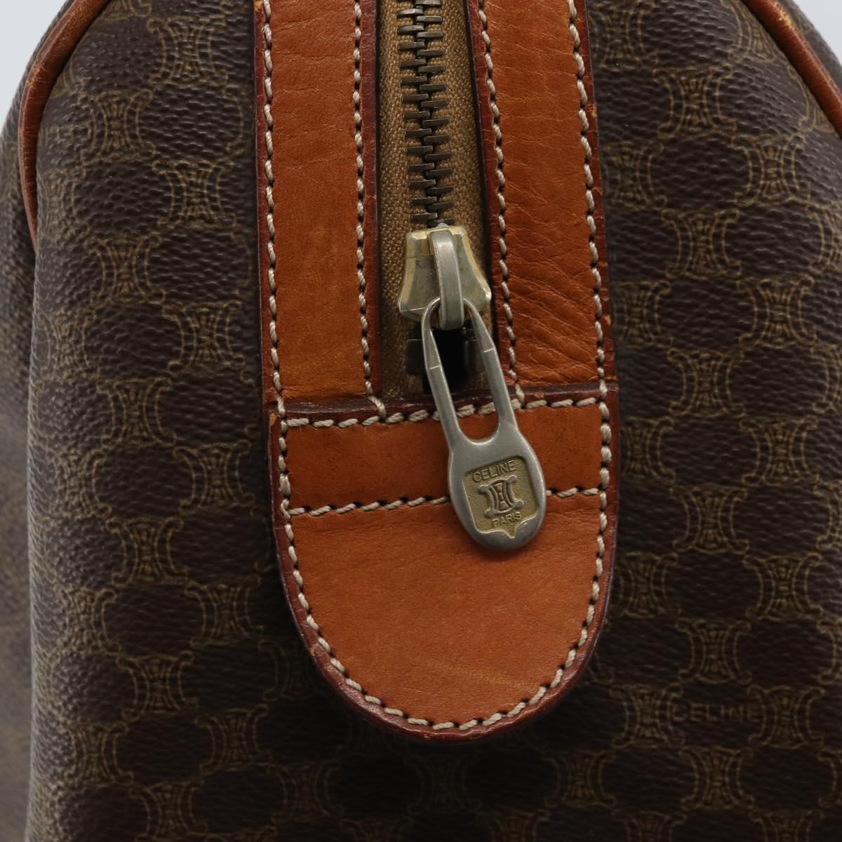 CELINE Macadam Canvas Hand Bag PVC Leather Brown Gold Auth YKZ166A
