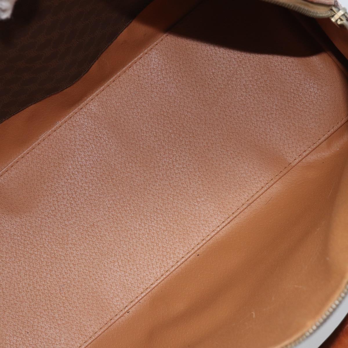CELINE Macadam Canvas Hand Bag PVC Leather Brown Gold Auth YKZ166A
