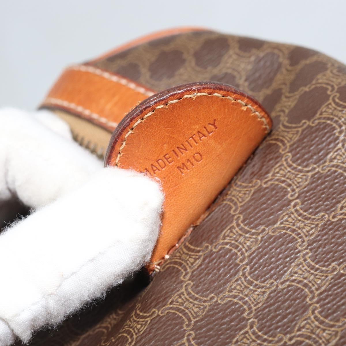 CELINE Macadam Canvas Hand Bag PVC Leather Brown Gold Auth YKZ166A