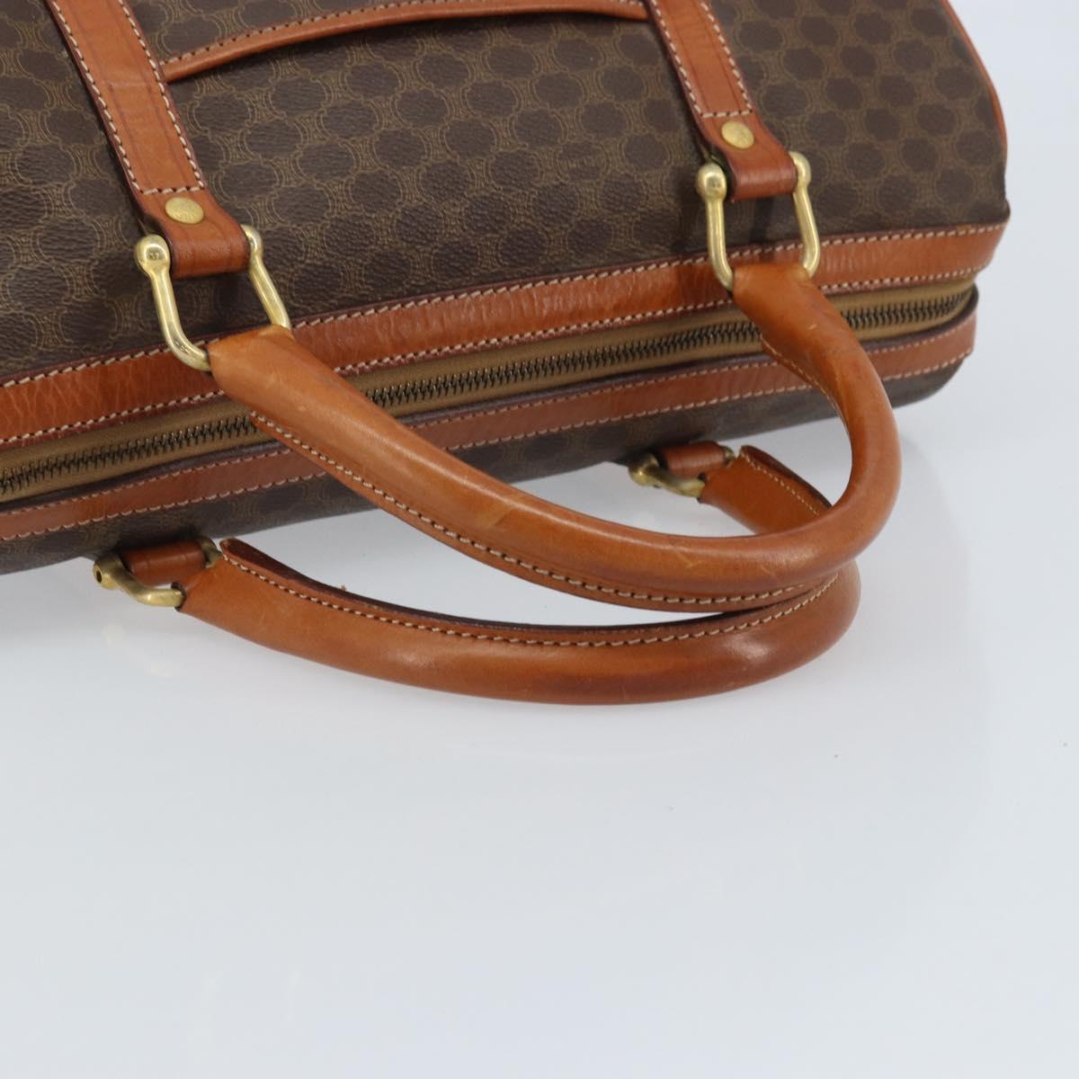 CELINE Macadam Canvas Hand Bag PVC Leather Brown Gold Auth YKZ166A