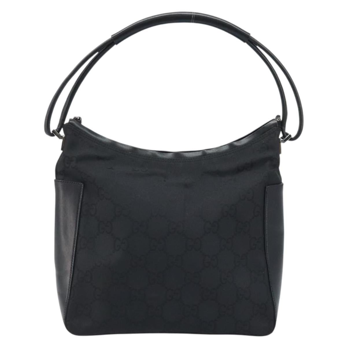 GUCCI GG Canvas Shoulder Bag Black Silver 001 3766 Auth YKZ177A
