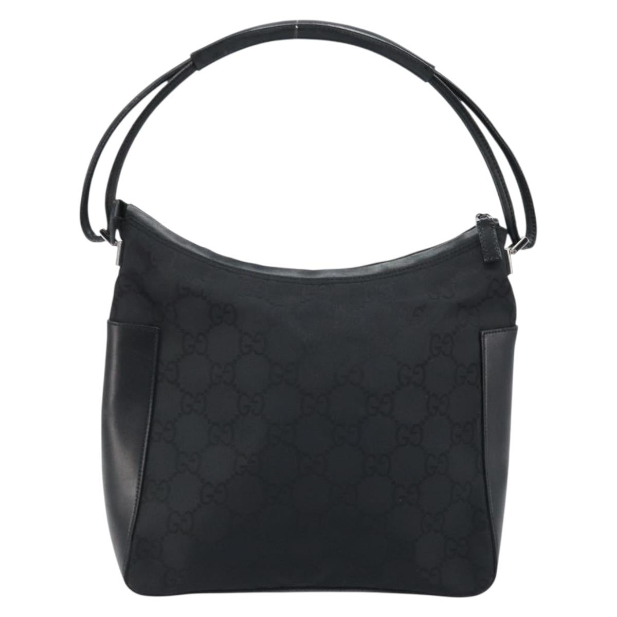 GUCCI GG Canvas Shoulder Bag Black Silver 001 3766 Auth YKZ177A