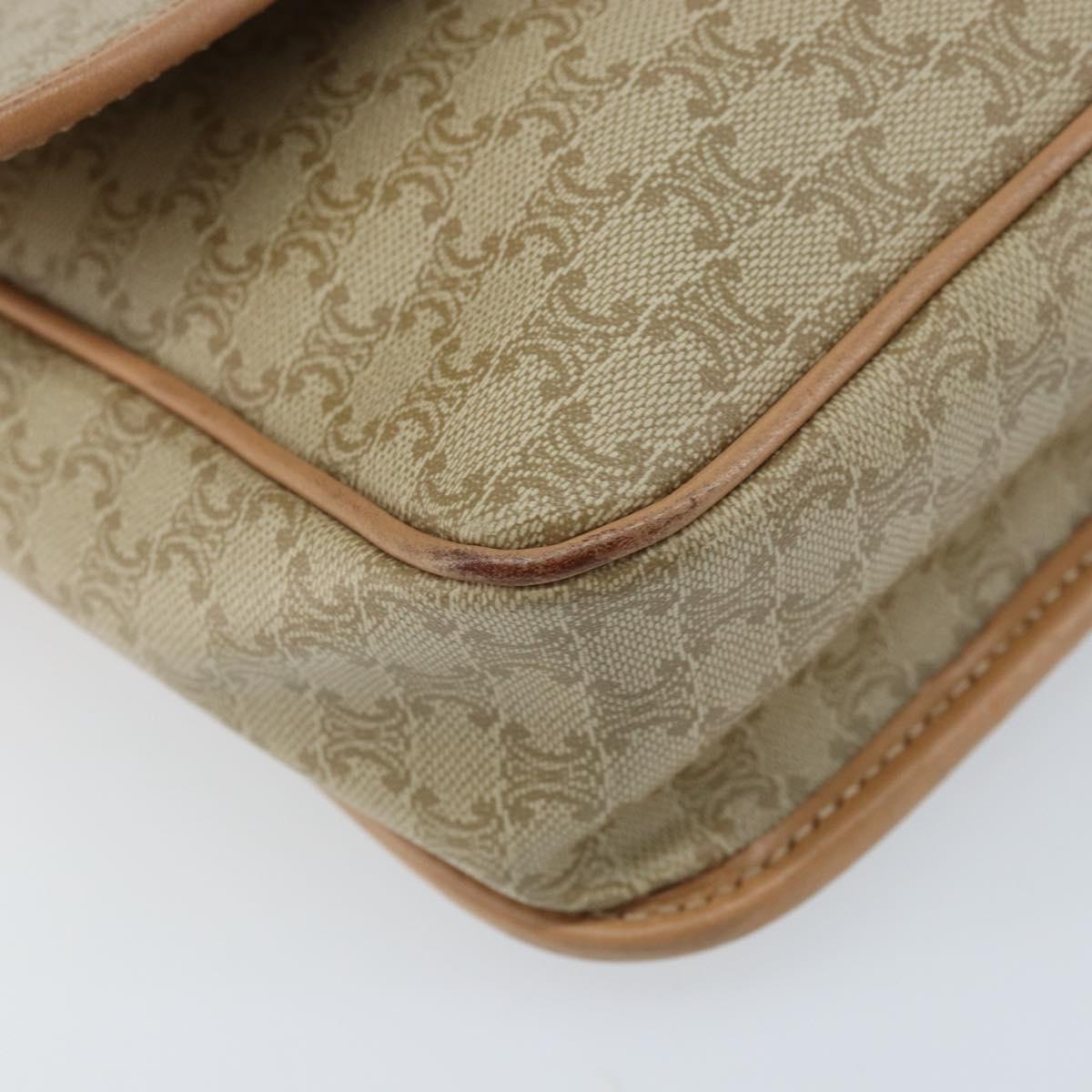 CELINE Macadam Canvas Shoulder Bag PVC Beige Gold Auth YKZ185A