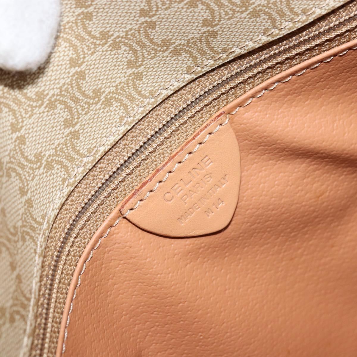 CELINE Macadam Canvas Shoulder Bag PVC Beige Gold Auth YKZ185A