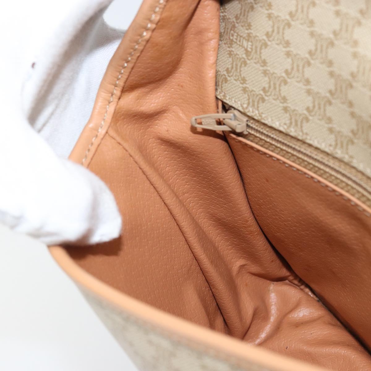 CELINE Macadam Canvas Shoulder Bag PVC Beige Gold Auth YKZ185A