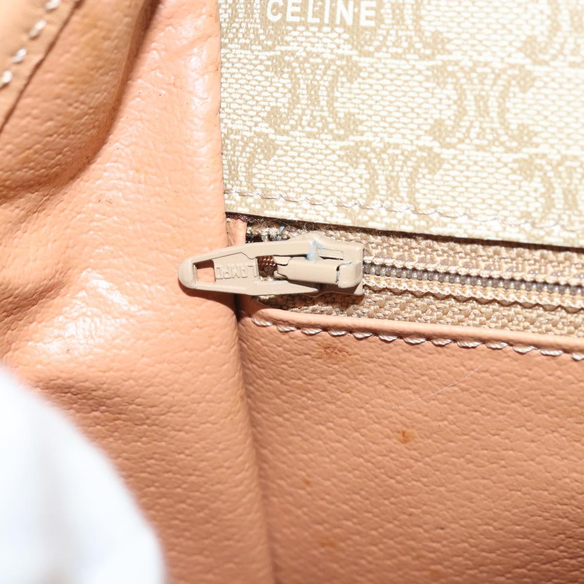 CELINE Macadam Canvas Shoulder Bag PVC Beige Gold Auth YKZ185A