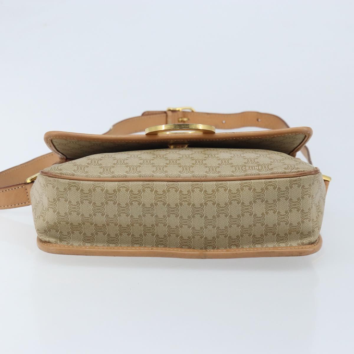 CELINE Macadam Canvas Shoulder Bag PVC Beige Gold Auth YKZ185A