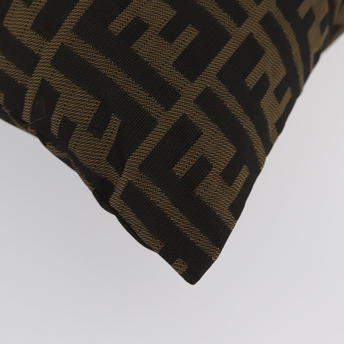 FENDI Zucca Canvas Drawstring Bag Clutch Bag Black Brown Auth YKZ188A