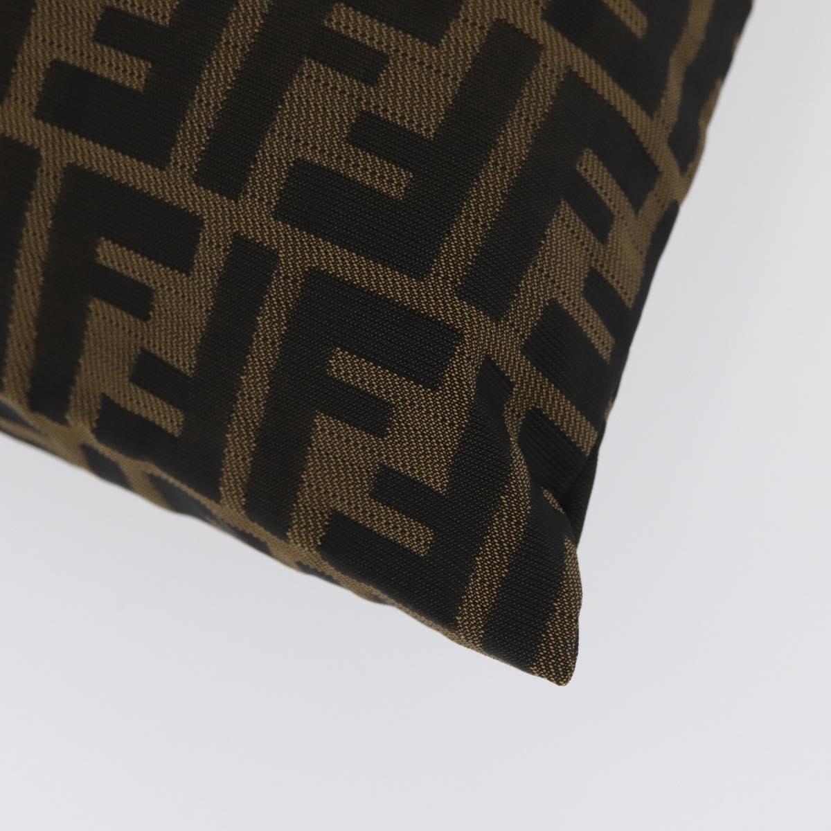 FENDI Zucca Canvas Drawstring Bag Clutch Bag Black Brown Auth YKZ188A