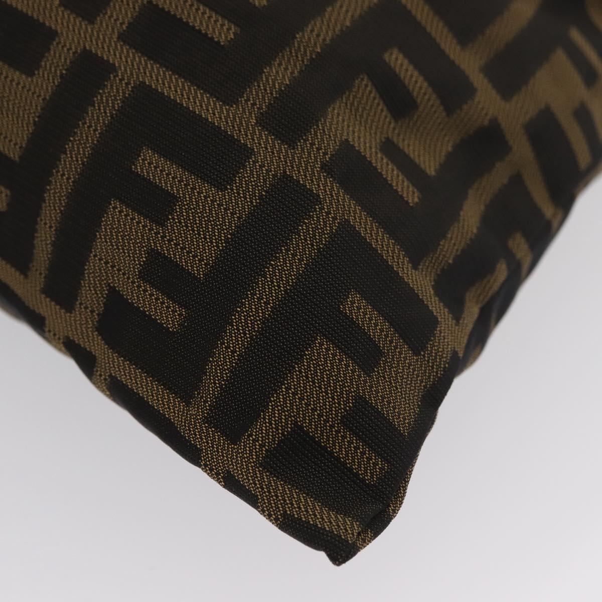 FENDI Zucca Canvas Drawstring Bag Clutch Bag Black Brown Auth YKZ188A