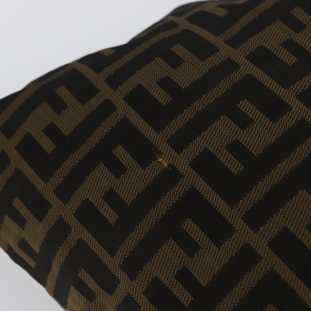 FENDI Zucca Canvas Drawstring Bag Clutch Bag Black Brown Auth YKZ188A