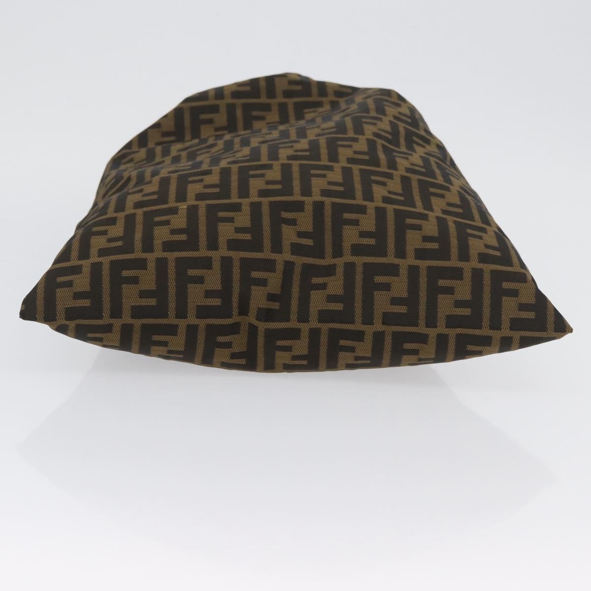 FENDI Zucca Canvas Drawstring Bag Clutch Bag Black Brown Auth YKZ188A