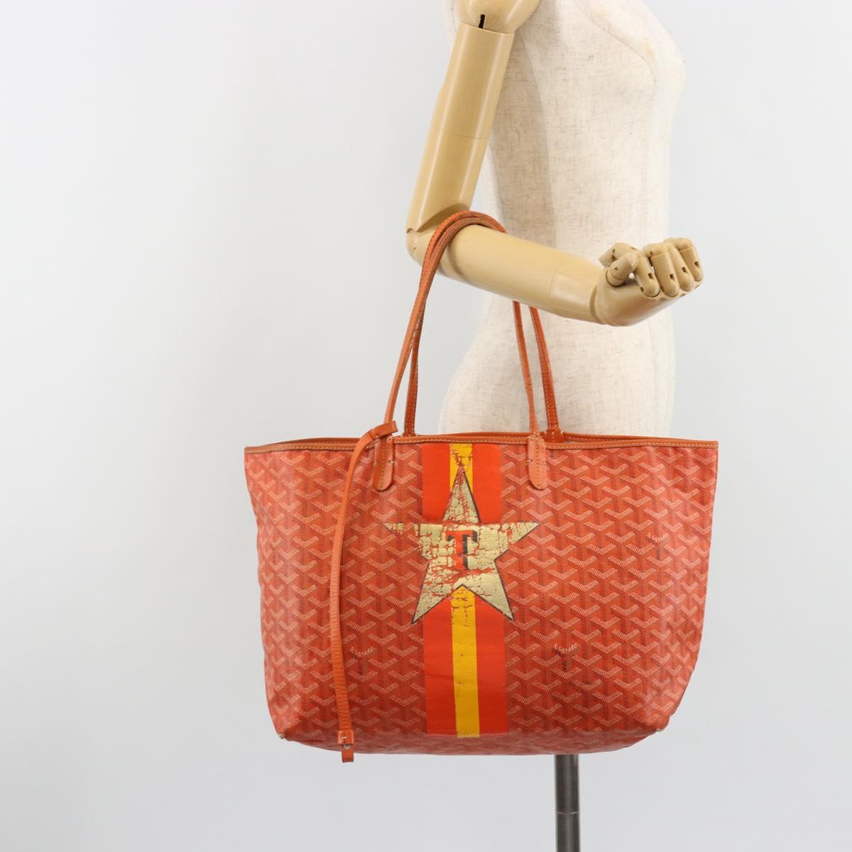 GOYARD Herringbone Saint Louis PM Tote Bag PVC Orange Auth YKZ190