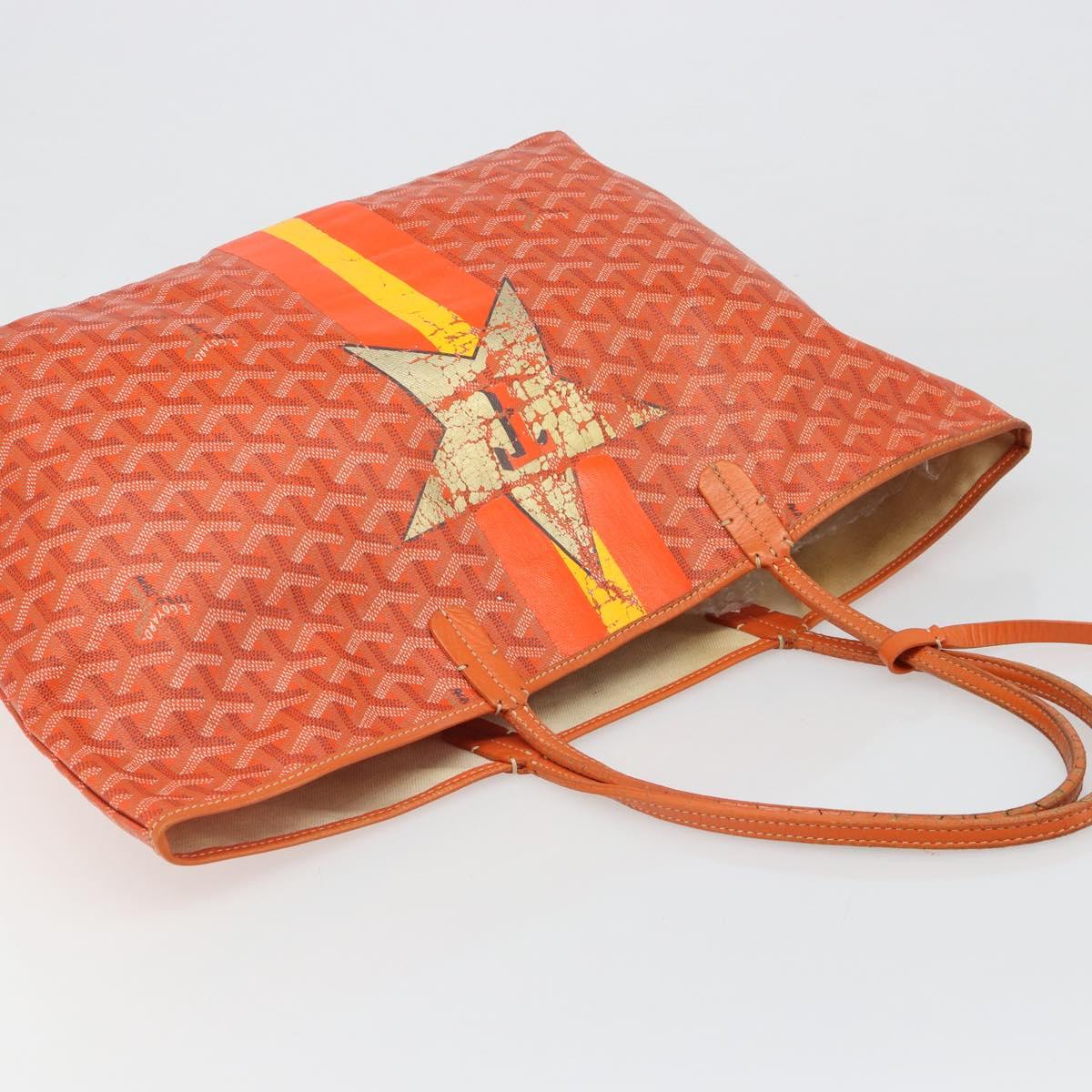 GOYARD Herringbone Saint Louis PM Tote Bag PVC Orange Auth YKZ190