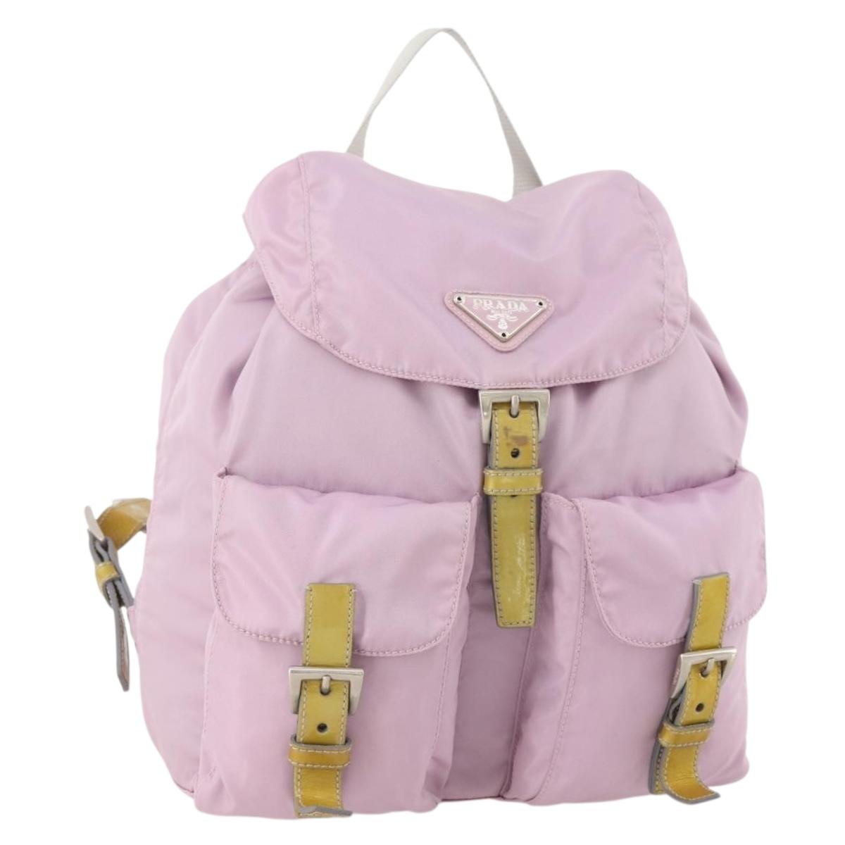 PRADA Backpack Nylon Pink Silver Auth YKZ194
