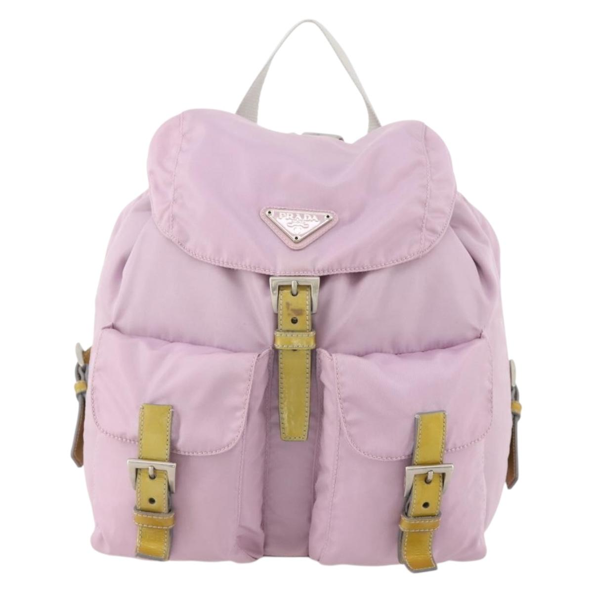 PRADA Backpack Nylon Pink Silver Auth YKZ194