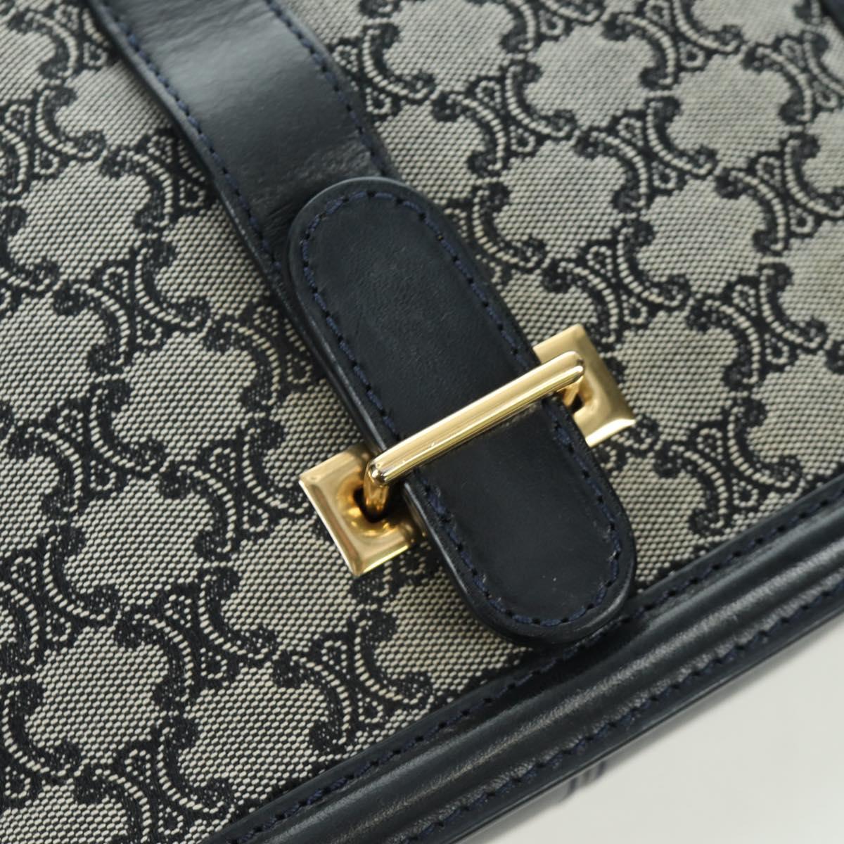CELINE Macadam Canvas Shoulder Bag Black Gold Auth YKZ208V