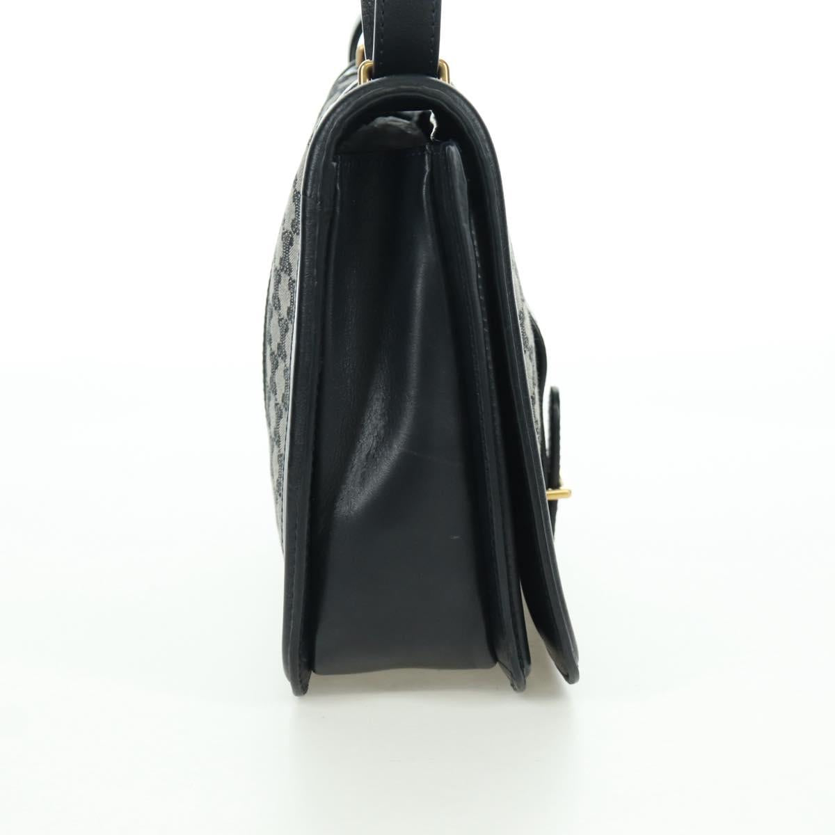 CELINE Macadam Canvas Shoulder Bag Black Gold Auth YKZ208V