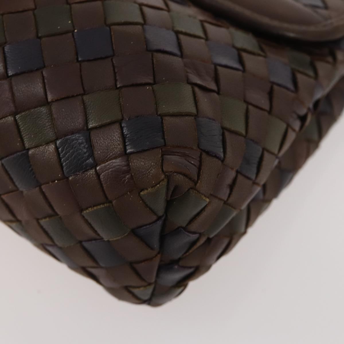 BOTTEGA VENETA INTRECCIATO Shoulder Bag Leather Brown Auth YKZ214