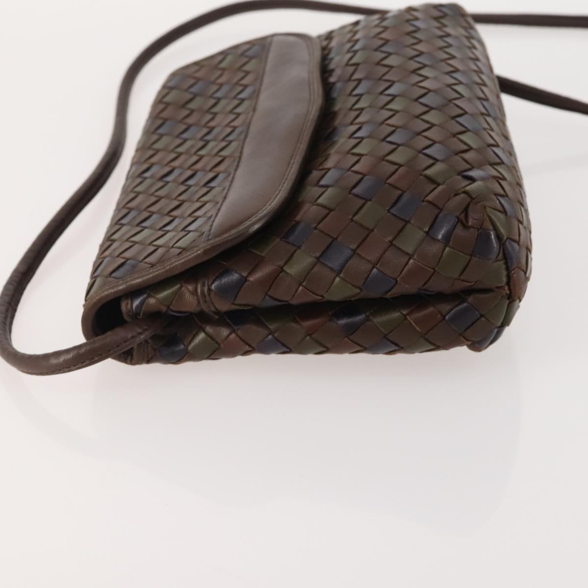 BOTTEGA VENETA INTRECCIATO Shoulder Bag Leather Brown Auth YKZ214