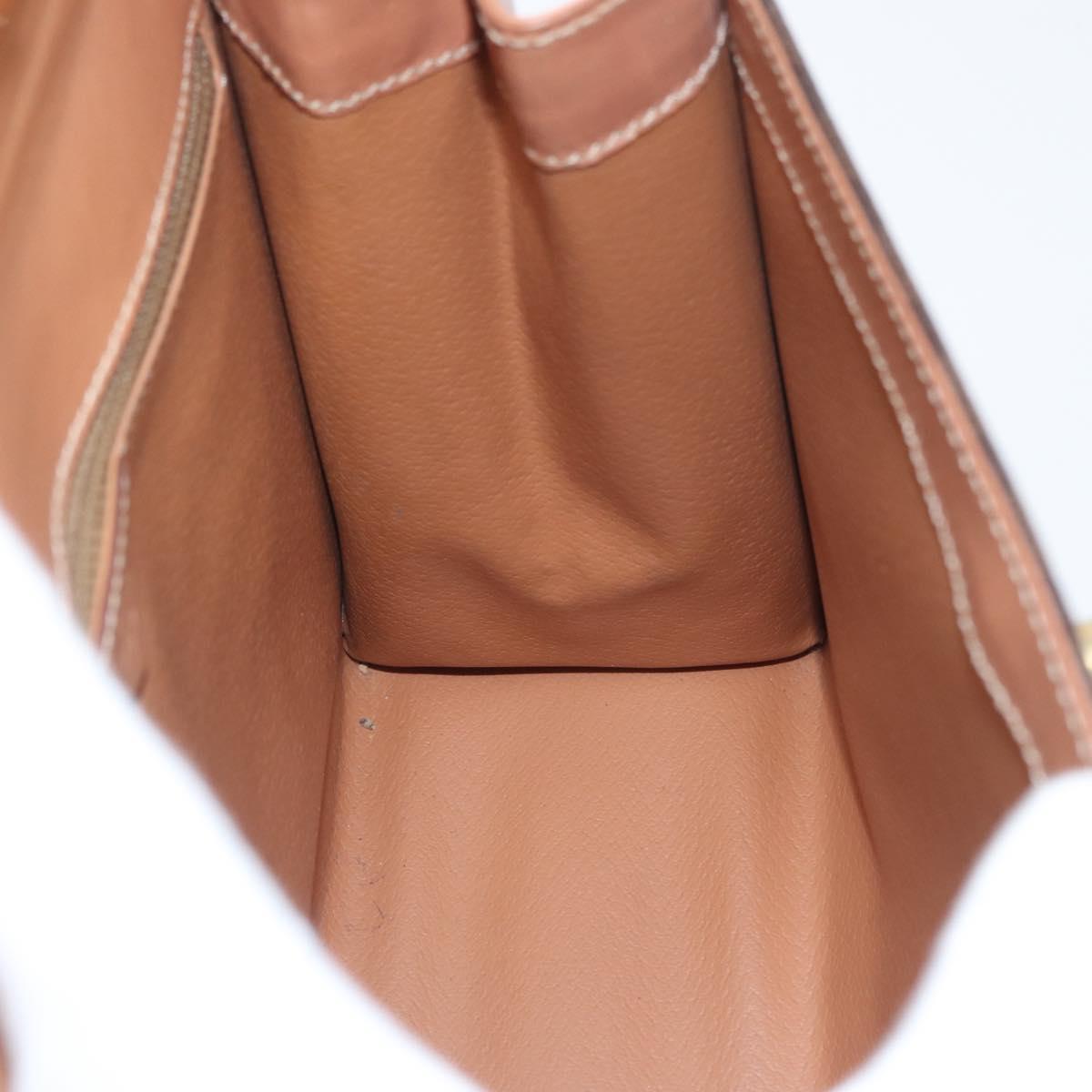 CELINE Macadam Canvas Hand Bag PVC Leather Brown Gold Auth YKZ227