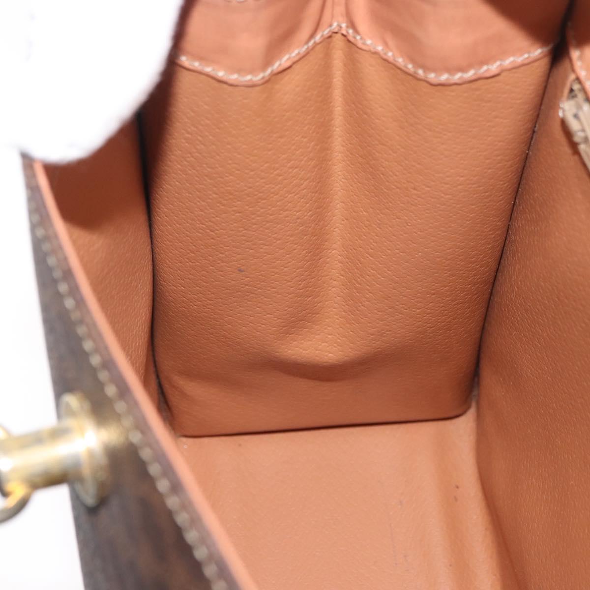 CELINE Macadam Canvas Hand Bag PVC Leather Brown Gold Auth YKZ227