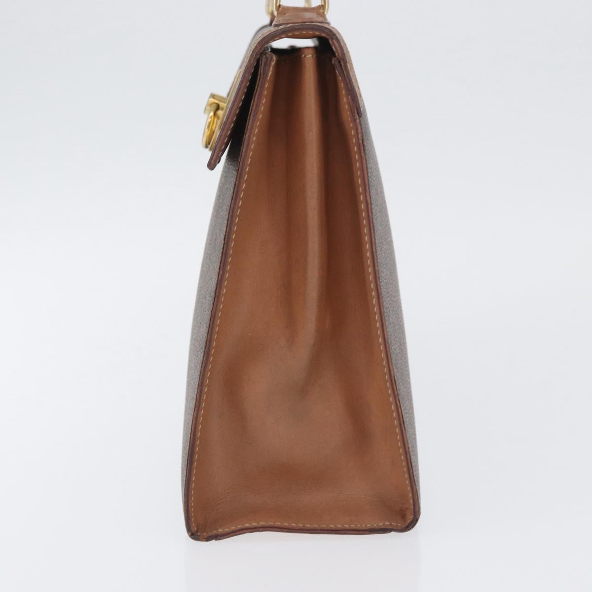 CELINE Macadam Canvas Hand Bag PVC Leather Brown Gold Auth YKZ227