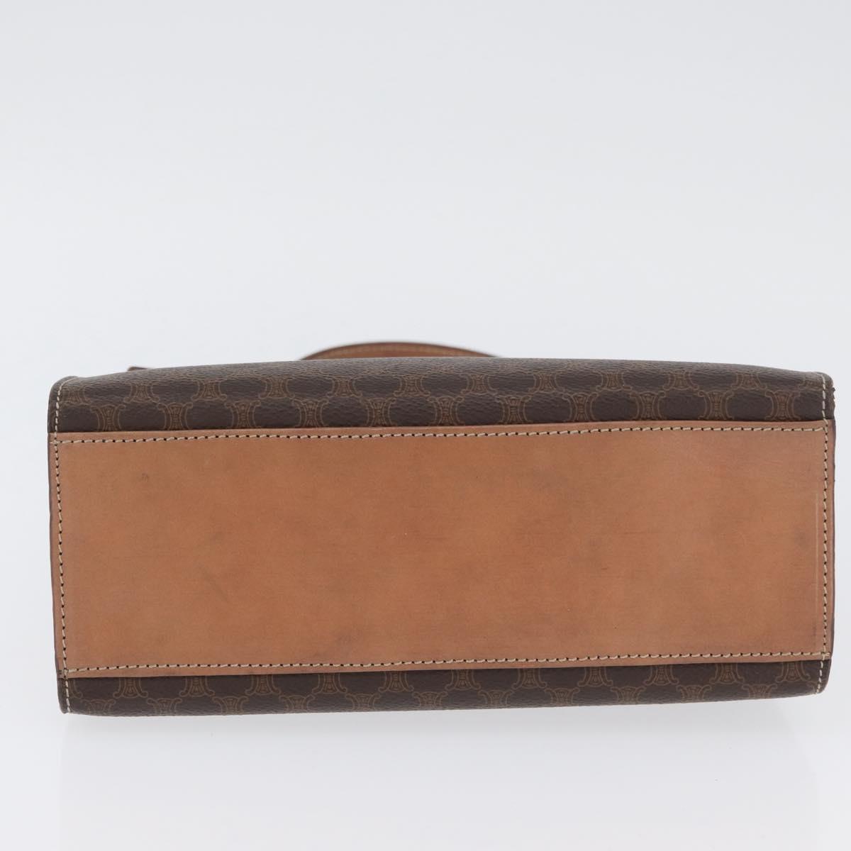 CELINE Macadam Canvas Hand Bag PVC Leather Brown Gold Auth YKZ227