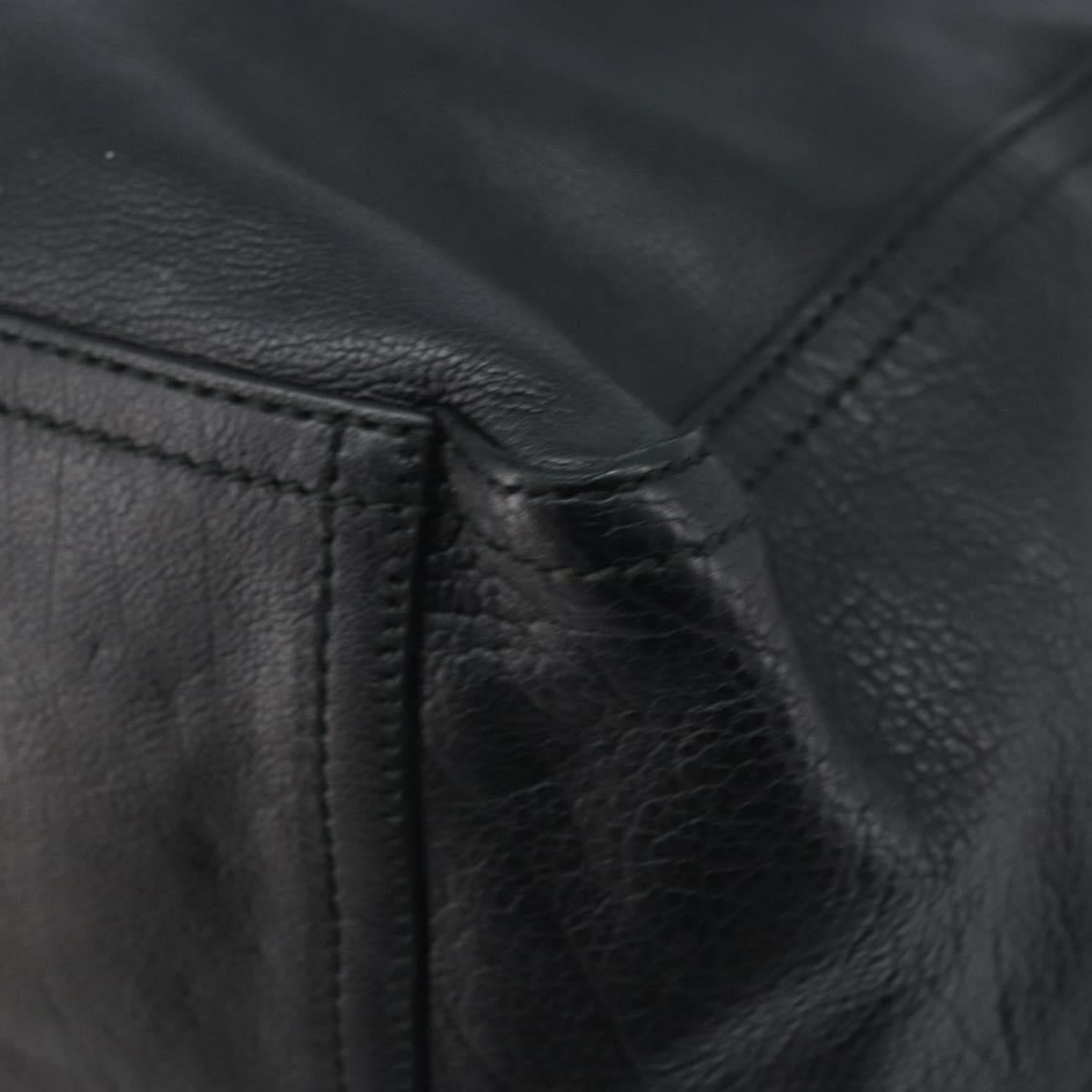 SAINT LAURENT Downtown Hand Bag Leather Black Gold 175884 Auth YKZ233A