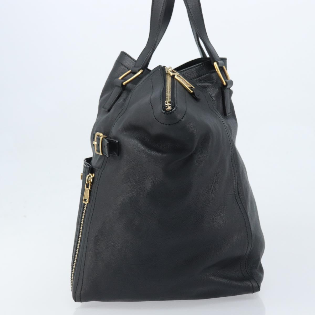 SAINT LAURENT Downtown Hand Bag Leather Black Gold 175884 Auth YKZ233A