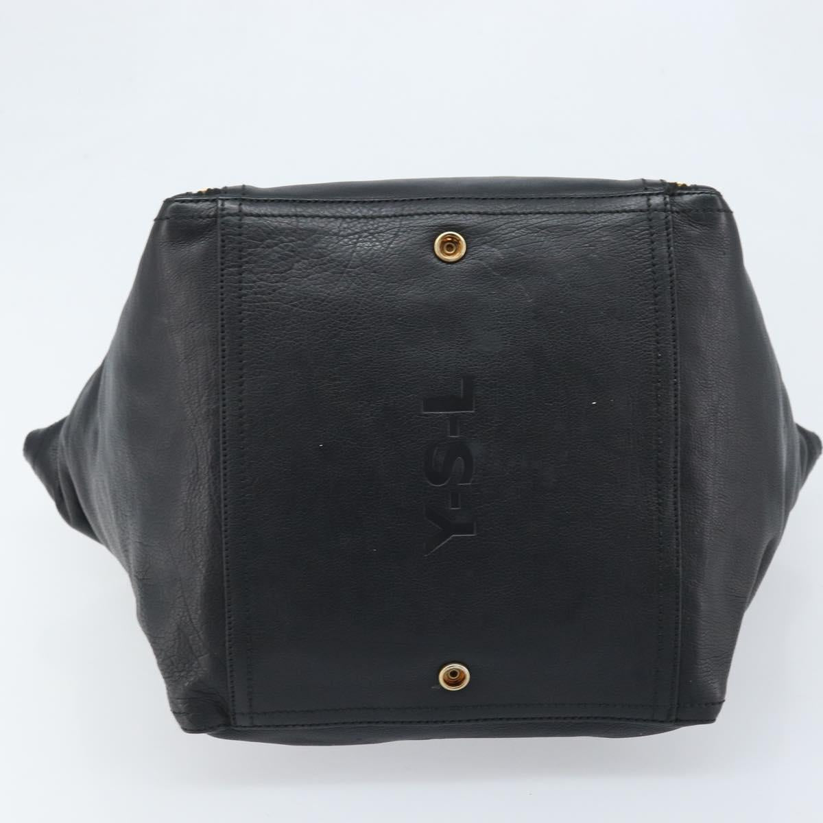 SAINT LAURENT Downtown Hand Bag Leather Black Gold 175884 Auth YKZ233A