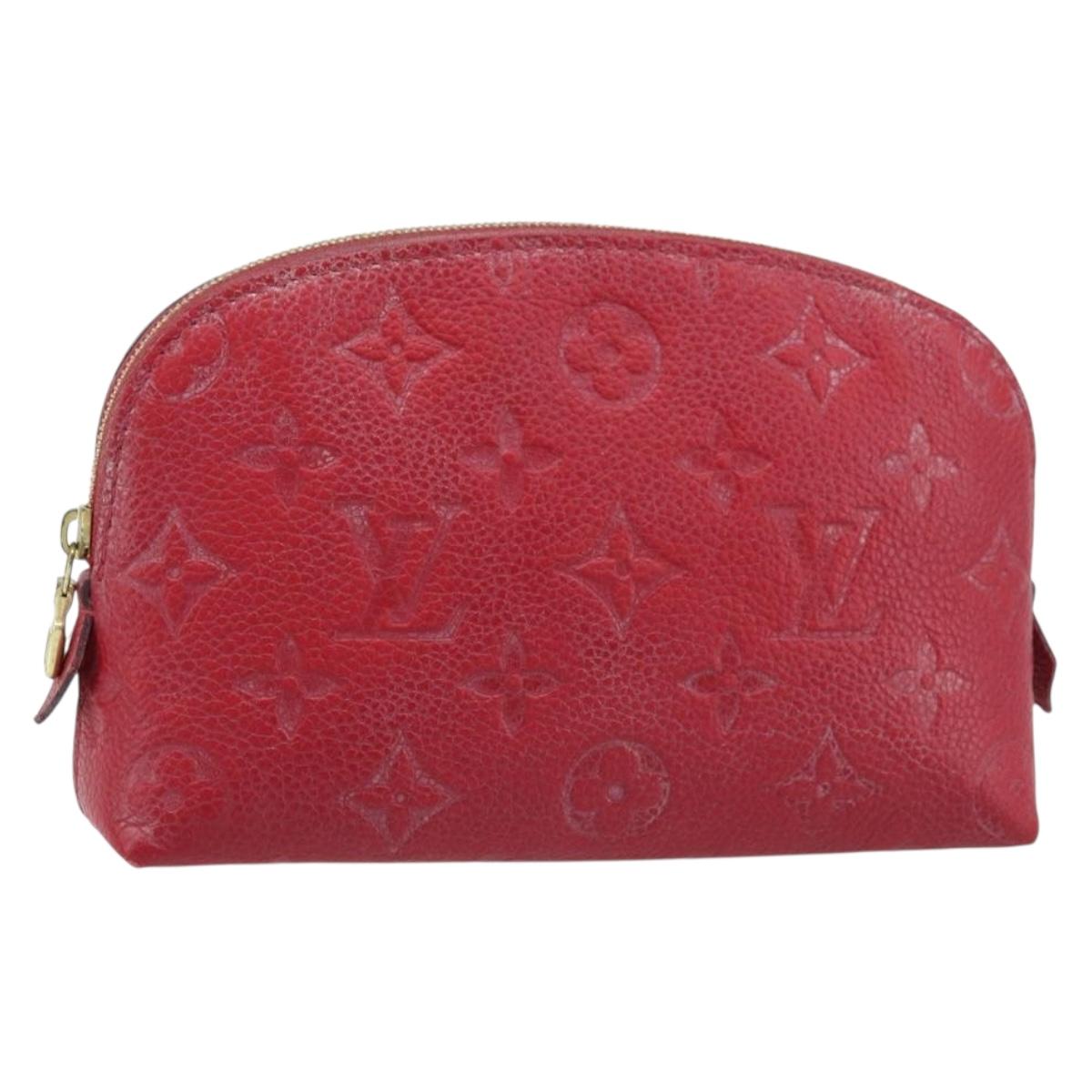 LOUIS VUITTON Monogram Empreinte Pochette PM Pouch Red M69414 Auth YKZ248A