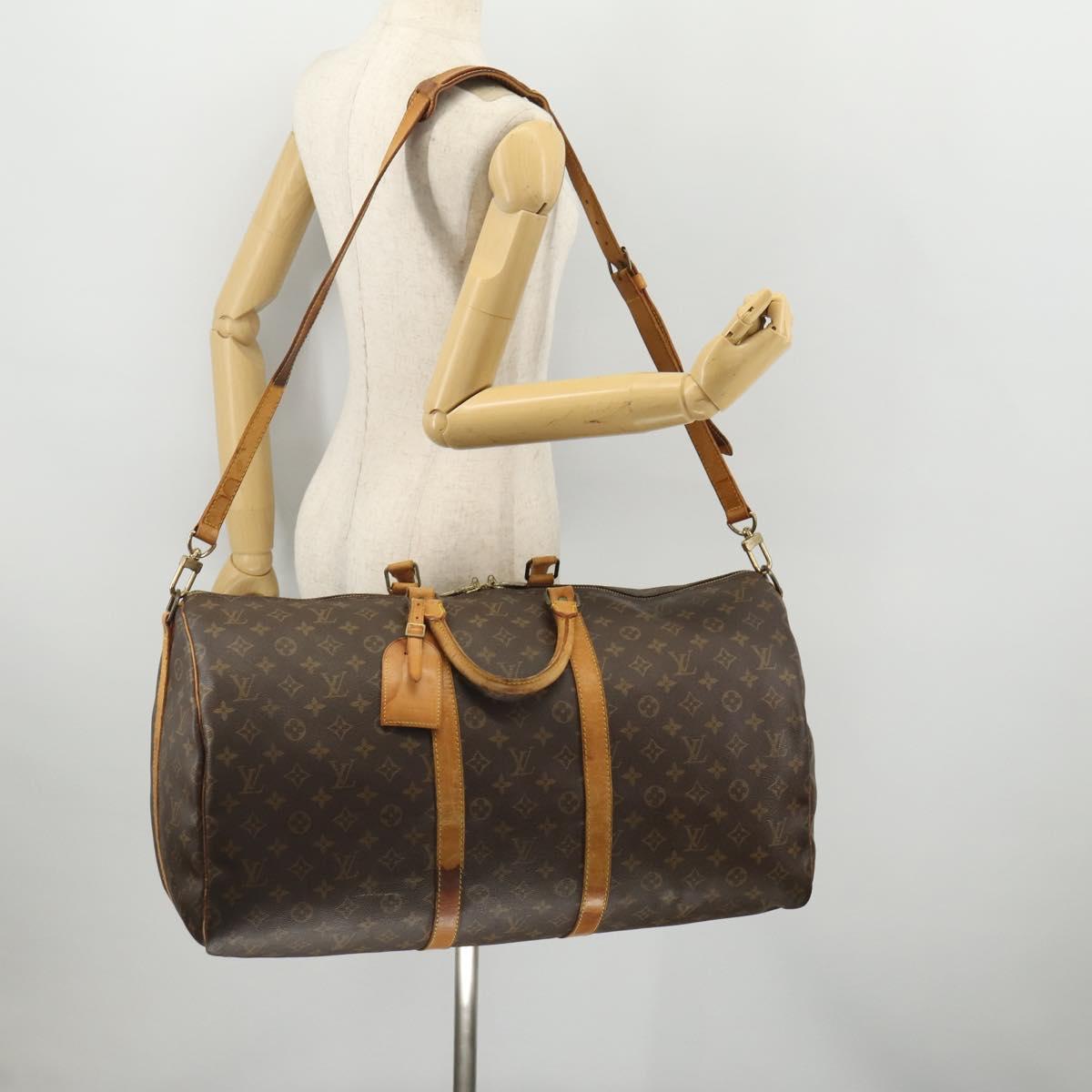 LOUIS VUITTON Monogram Keepall Bandouliere 55 Boston Bag M41414 LV Auth YKZ250