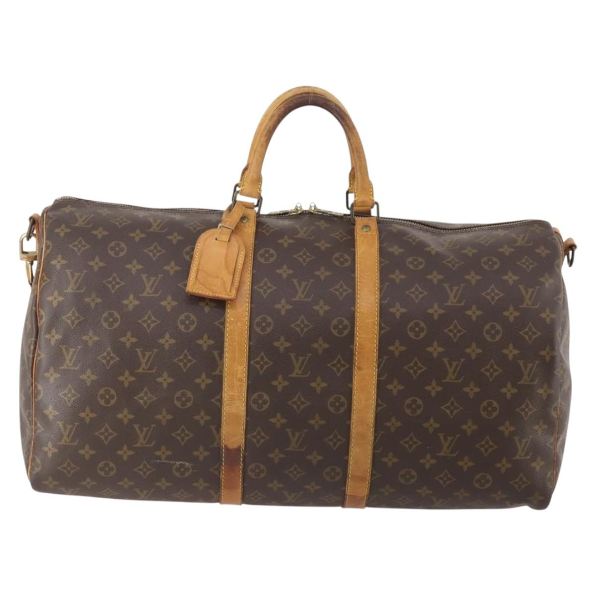 LOUIS VUITTON Monogram Keepall Bandouliere 55 Boston Bag M41414 LV Auth YKZ250