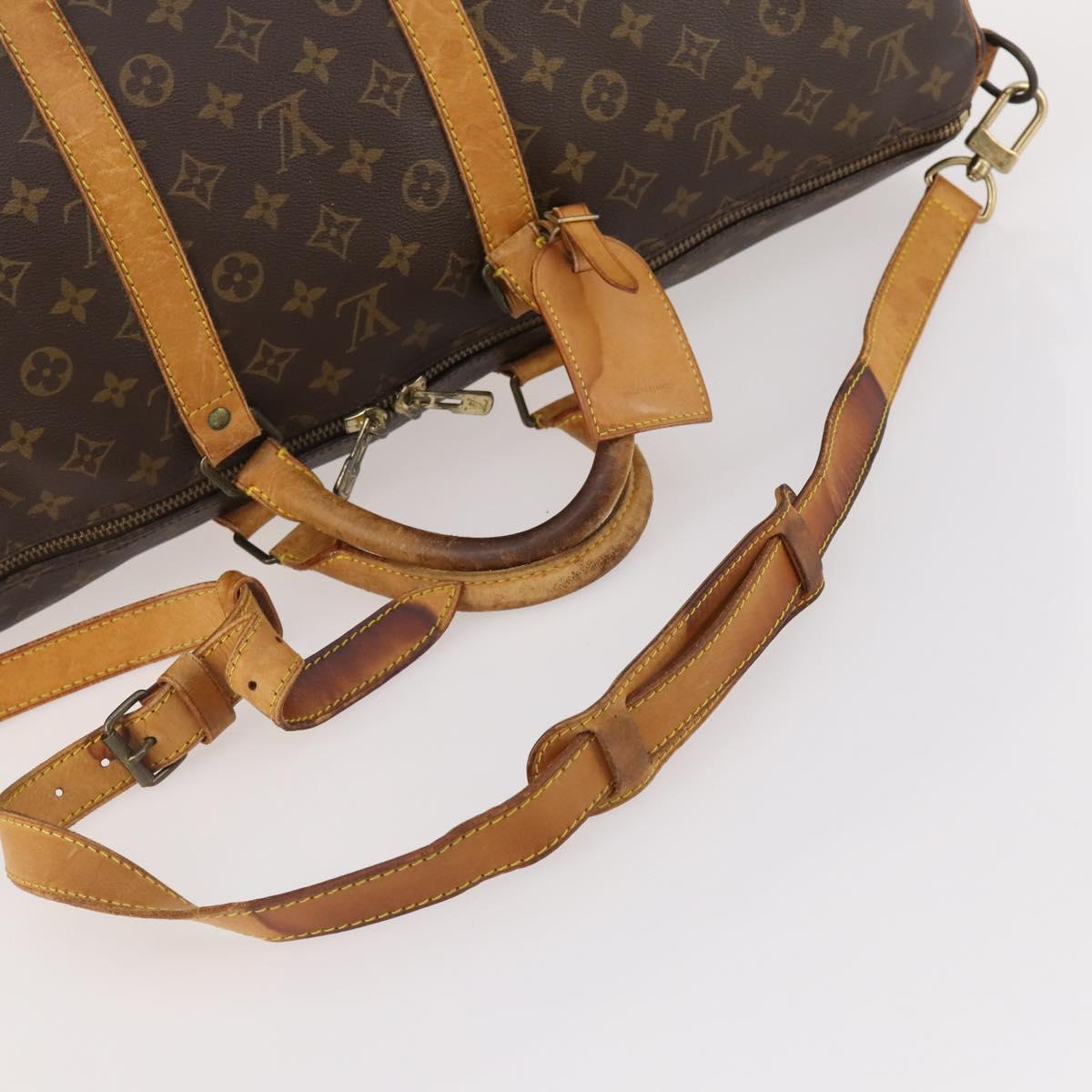 LOUIS VUITTON Monogram Keepall Bandouliere 55 Boston Bag M41414 LV Auth YKZ250