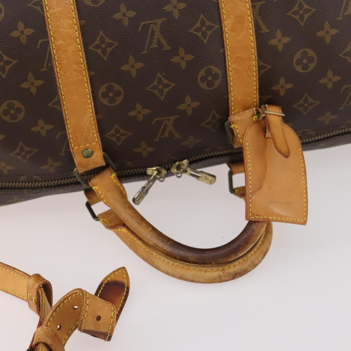 LOUIS VUITTON Monogram Keepall Bandouliere 55 Boston Bag M41414 LV Auth YKZ250