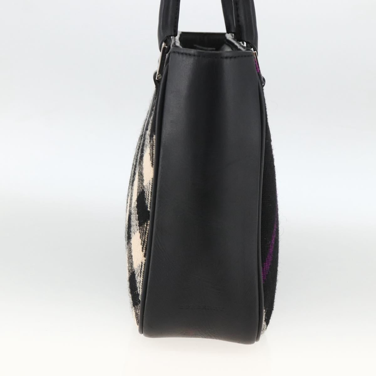 BURBERRY Nova Check Hand Bag Wool Black Auth YKZ271A